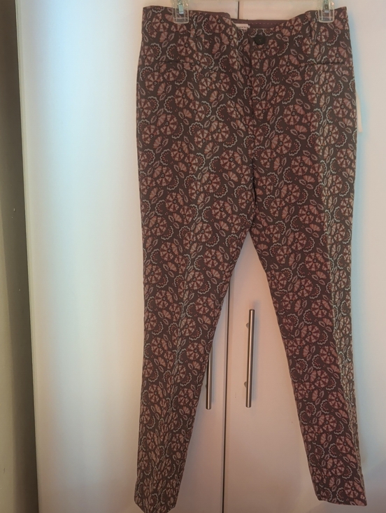 Anthropologie Pants - Anthropologie Brown and Dusty Pink Floral Slim Pants